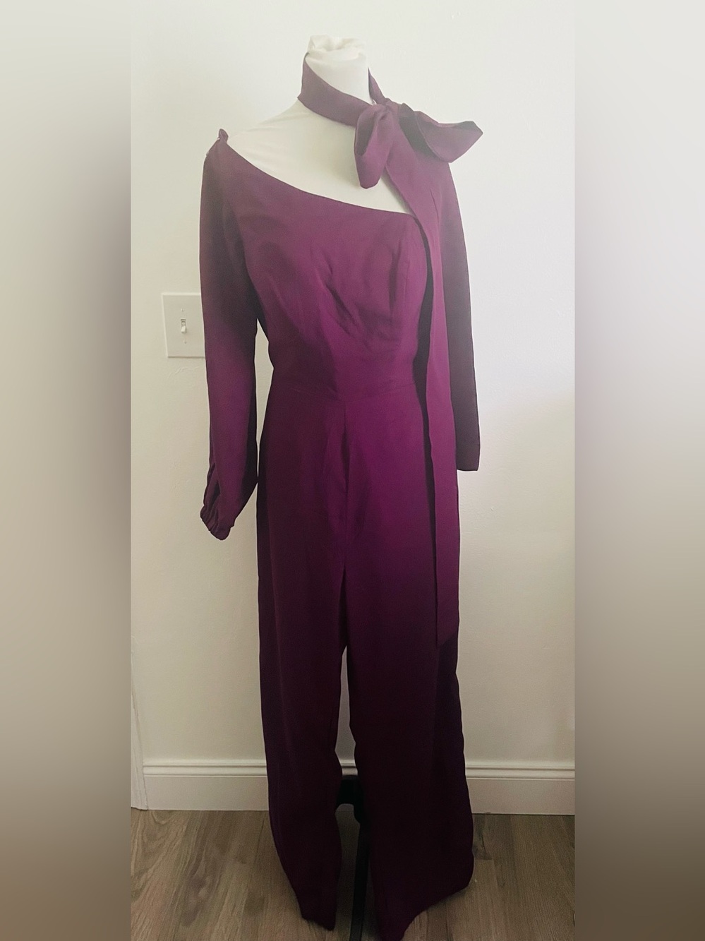 Lan Ting Bride Women Jumpsuit L Deep Purple Asymmetric Formal Wedding Guest New